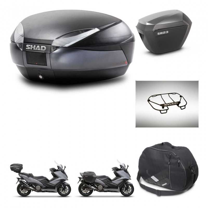 SHAD Maletas laterales + baul trasero accesorios herraje 3p montaje SH48 DARK GREY PREMIUM SH23 ALU KIT-272429