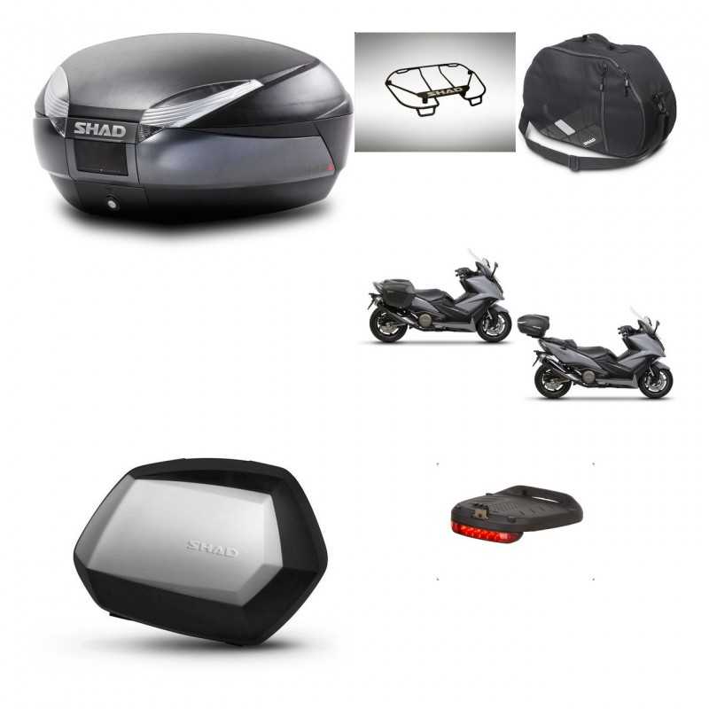 SHAD Maletas laterales + baul trasero accesorios herraje 3p montaje SH48 DARK GREY PREMIUM SC SH35 KIT-272437