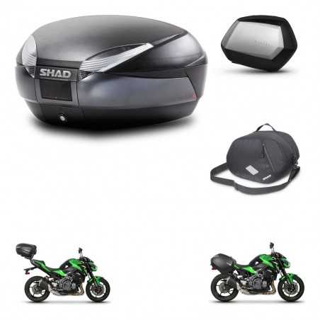 SHAD Maletas laterales + baul trasero bolsa interna herraje 3p montaje SH48 DARK GREY PREMIUM SC SH35 KIT-272445