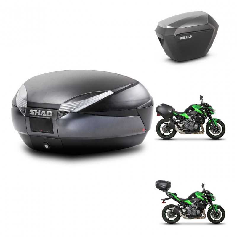 SHAD Side cases + rear trunk + 3p hardware + mounting hardware SH48 DARK GREY PREMIUM SH23 ALU KIT-272447