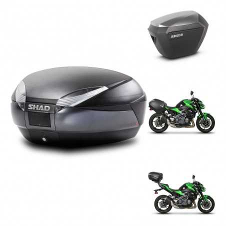 SHAD Maletas laterales + baul trasero herraje 3p montaje SH48 DARK GREY PREMIUM SH23 ALU KIT-272447