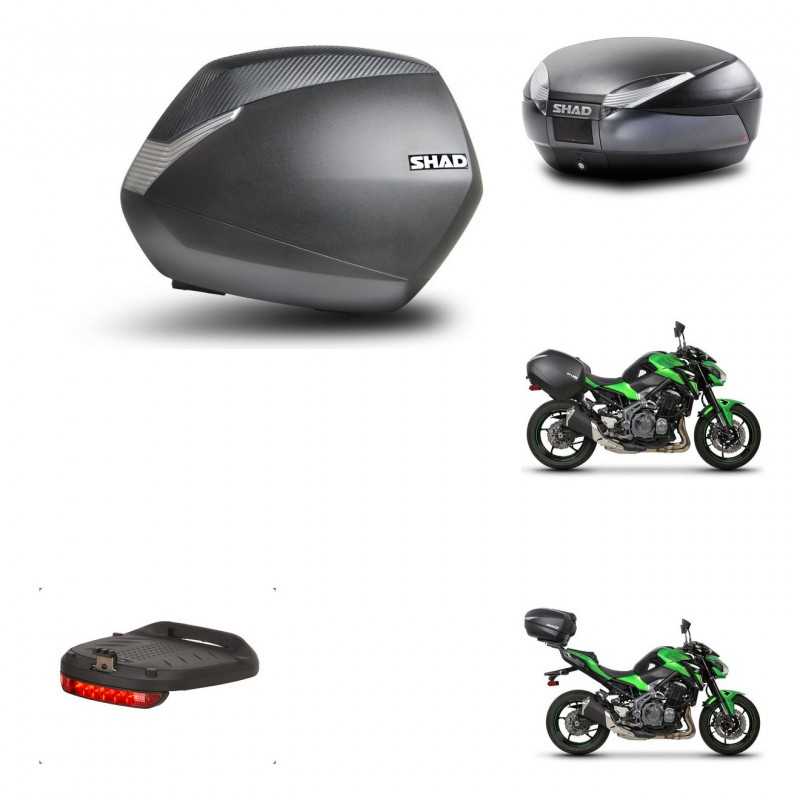 SHAD Baul trasero + maletas laterales herraje 3p montaje luz de freno SH36 SH 36 SH48 DARK GREY PREMIUM KIT-272449