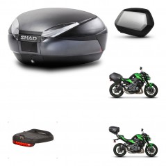 SHAD Maletas laterales + baul trasero herraje 3p montaje luz de freno SH48 DARK GREY PREMIUM SC SH35 KIT-272455