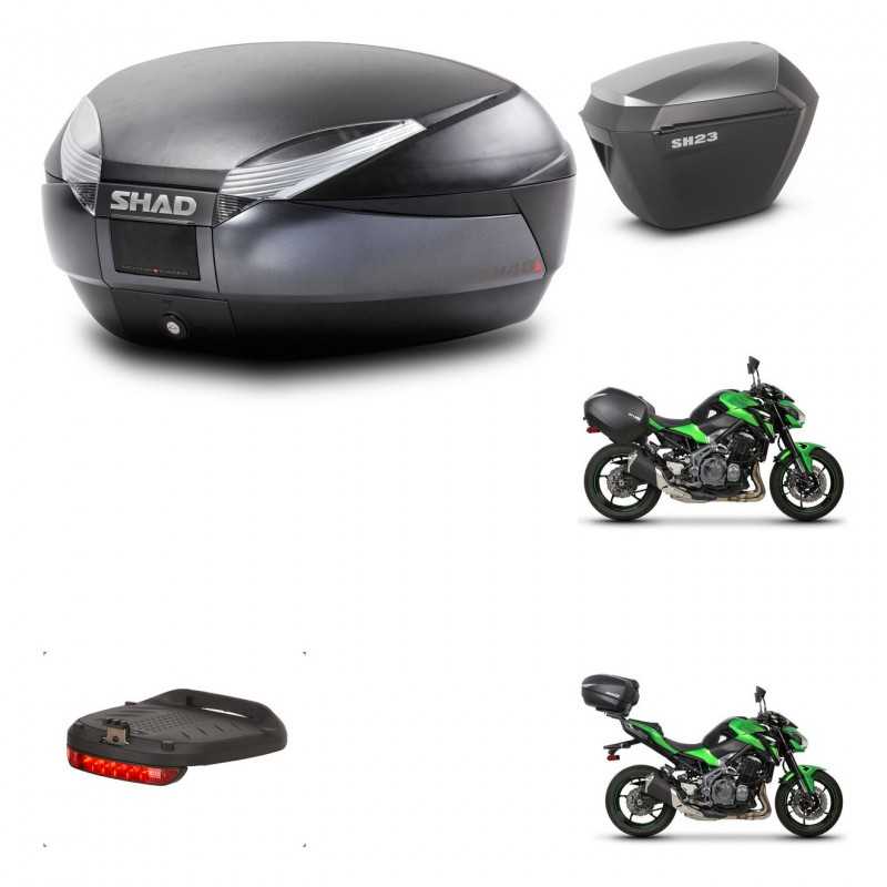 SHAD Side cases + rear trunk + 3p hardware + mounting hardware + brake light SH48 DARK GREY PREMIUM SH23 ALU KIT-272456