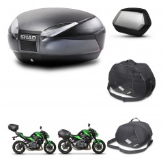 SHAD Maletas laterales + baul trasero accesorios herraje 3p montaje SH48 DARK GREY PREMIUM SC SH35 KIT-272463