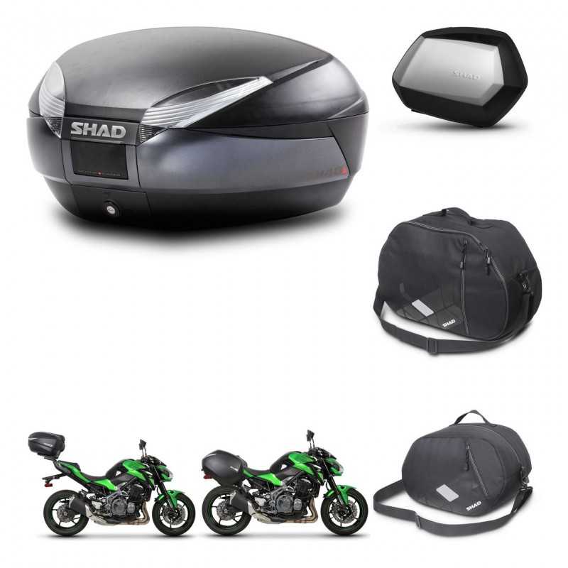 SHAD Maletas laterales + baul trasero accesorios herraje 3p montaje SH48 DARK GREY PREMIUM SC SH35 KIT-272463