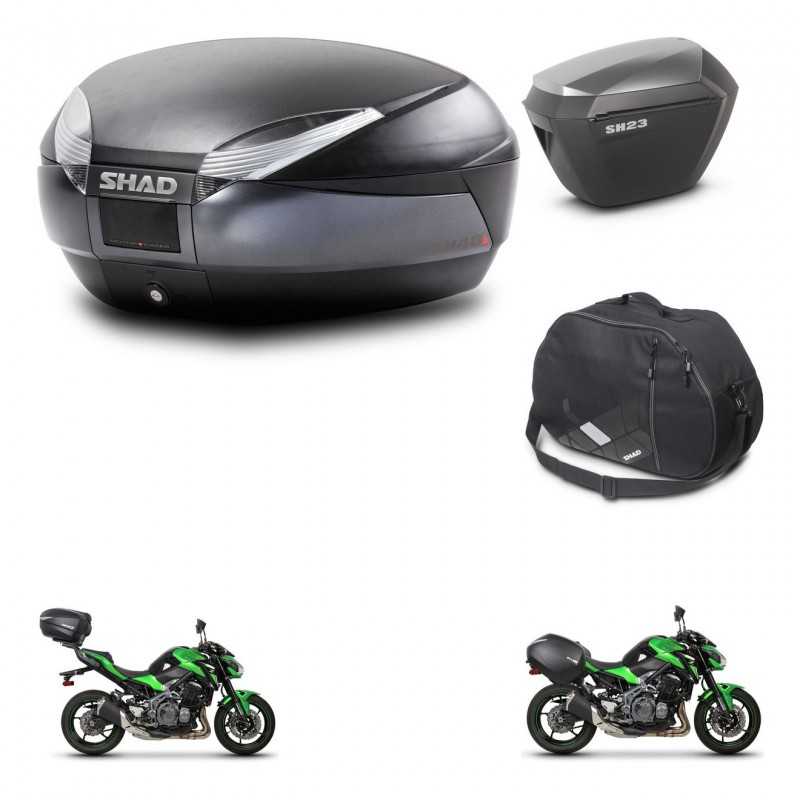 SHAD Side cases + rear trunk + inner bag + 3p hardware + mounting hardware SH48 DARK GREY PREMIUM SH23 ALU KIT-272465