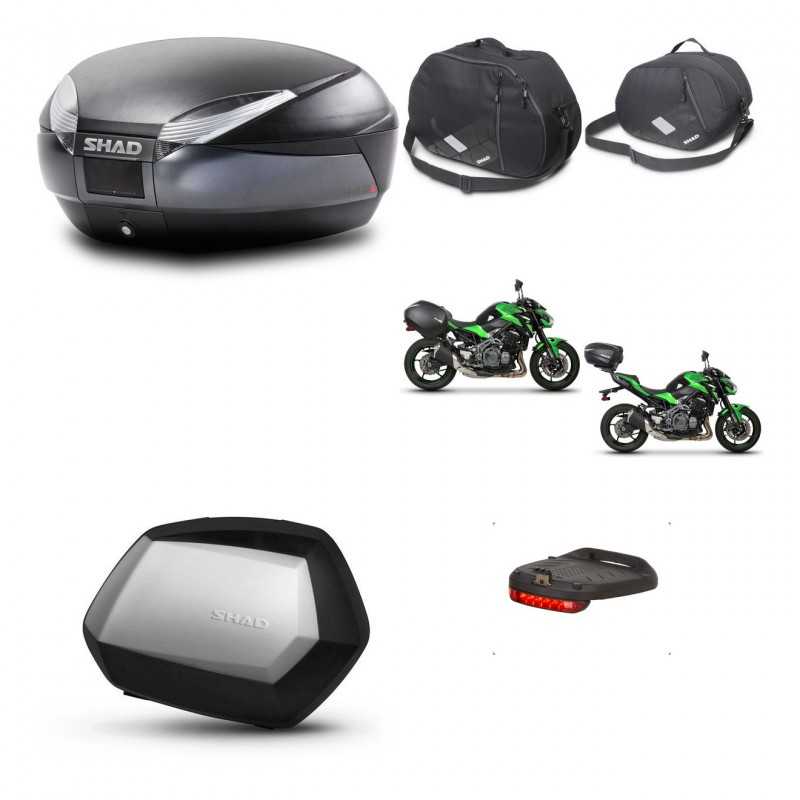 SHAD Maletas laterales + baul trasero accesorios herraje 3p montaje SH48 DARK GREY PREMIUM SC SH35 KIT-272472