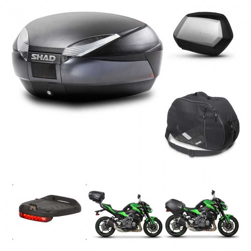 SHAD Maletas laterales + baul trasero accesorios herraje 3p montaje SH48 DARK GREY PREMIUM SC SH35 KIT-272473