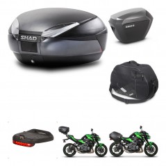 SHAD Maletas laterales + baul trasero accesorios herraje 3p montaje SH48 DARK GREY PREMIUM SH23 ALU KIT-272474