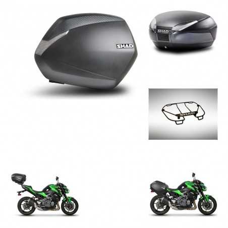 SHAD Baul trasero + maletas laterales parrilla portabultos superior herraje 3p montaje SH36 SH 36 SH48 DARK GREY PREMIUM KIT-272