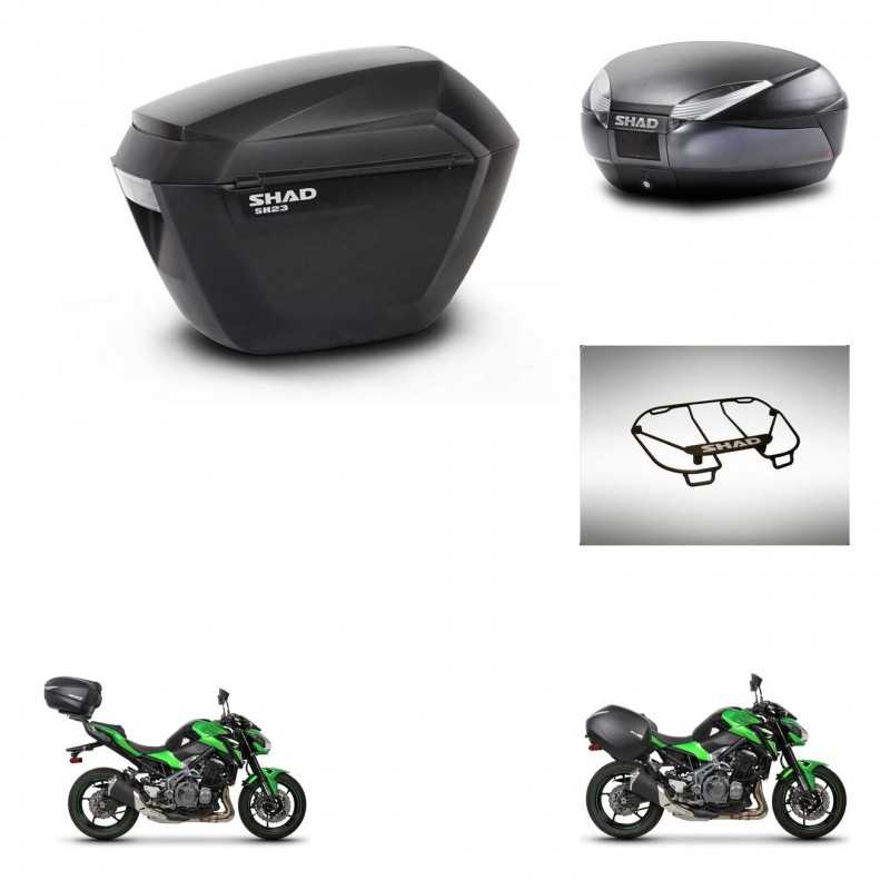 SHAD Baul trasero + maletas laterales parrilla portabultos superior herraje 3p montaje SH23 SH48 DARK GREY PREMIUM KIT-272477