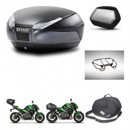 SHAD Maletas laterales + baul trasero accesorios herraje 3p montaje SH48 DARK GREY PREMIUM SC SH35 KIT-272481