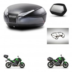 SHAD Maletas laterales + baul trasero parrilla portabultos superior herraje 3p montaje SH48 DARK GREY PREMIUM SC SH35 KIT-272482