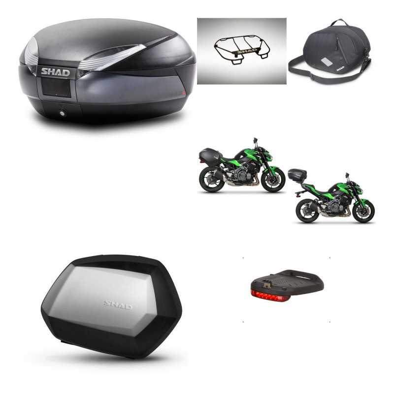SHAD Maletas laterales + baul trasero accesorios herraje 3p montaje SH48 DARK GREY PREMIUM SC SH35 KIT-272490