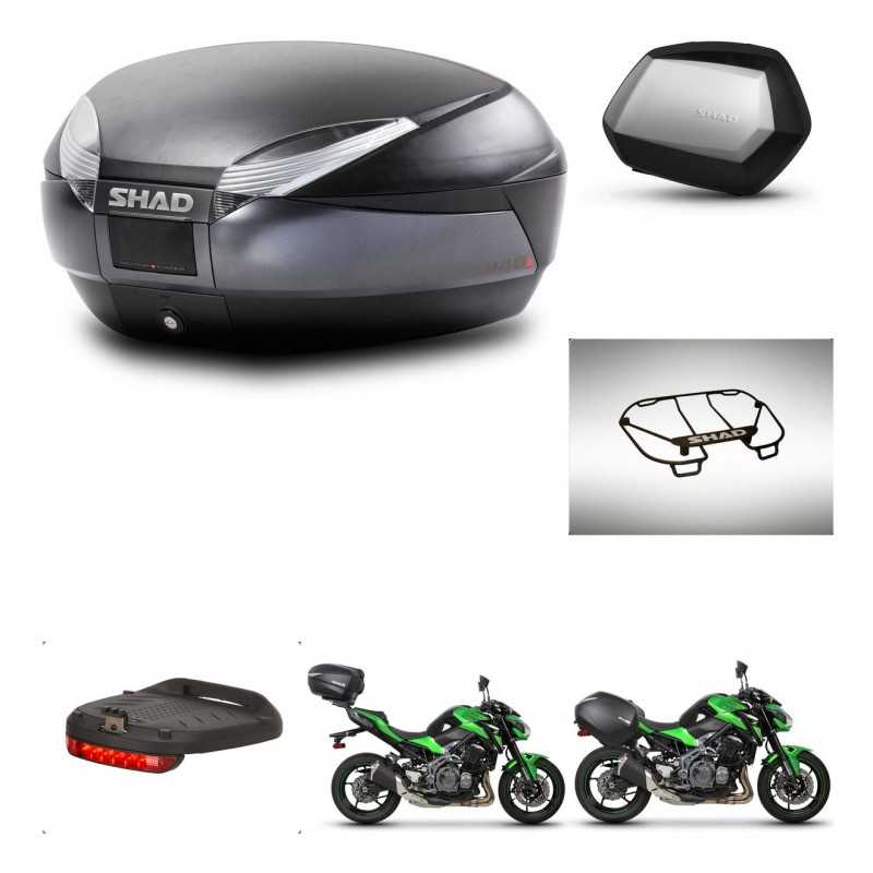 SHAD Maletas laterales + baul trasero accesorios herraje 3p montaje SH48 DARK GREY PREMIUM SC SH35 KIT-272491