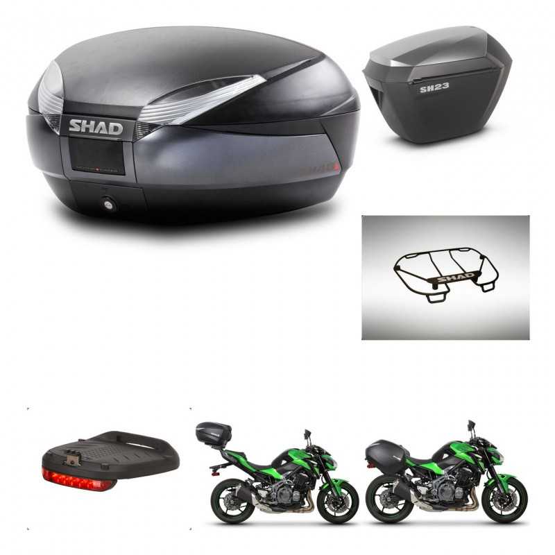 SHAD Maletas laterales + baul trasero accesorios herraje 3p montaje SH48 DARK GREY PREMIUM SH23 ALU KIT-272492