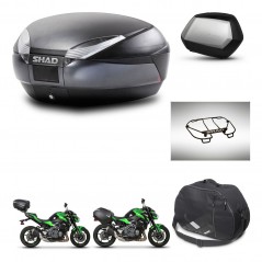 SHAD Maletas laterales + baul trasero accesorios herraje 3p montaje SH48 DARK GREY PREMIUM SC SH35 KIT-272500