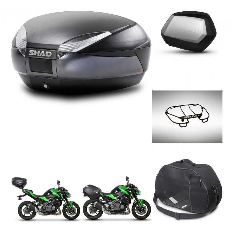 SHAD Maletas laterales + baul trasero accesorios herraje 3p montaje SH48 DARK GREY PREMIUM SC SH35 KIT-272500