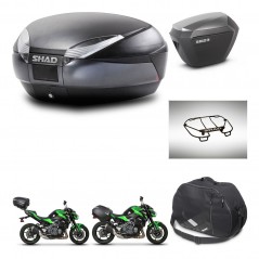 SHAD Maletas laterales + baul trasero accesorios herraje 3p montaje SH48 DARK GREY PREMIUM SH23 ALU KIT-272501