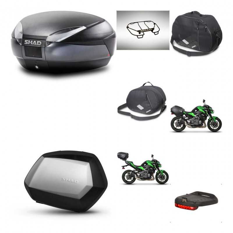 SHAD Maletas laterales + baul trasero accesorios herraje 3p montaje SH48 DARK GREY PREMIUM SC SH35 KIT-272508