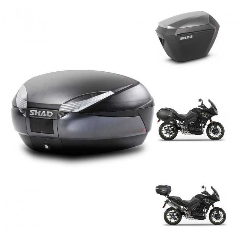 SHAD Side cases + rear trunk + 3p hardware + mounting hardware SH48 DARK GREY PREMIUM SH23 ALU KIT-272519