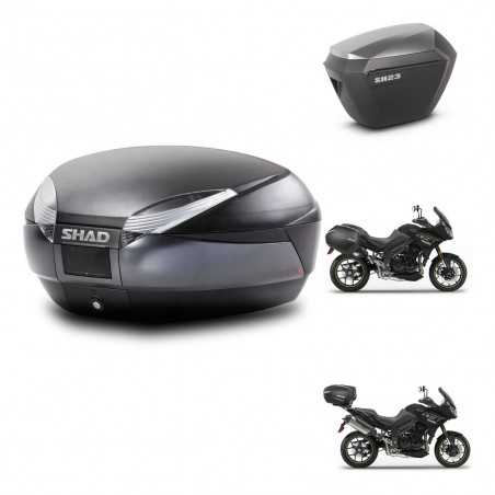 SHAD Maletas laterales + baul trasero herraje 3p montaje SH48 DARK GREY PREMIUM SH23 ALU KIT-272519