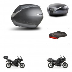 SHAD Baul trasero + maletas laterales luz de freno herraje 3p montaje SH36 SH 36 SH48 DARK GREY PREMIUM KIT-272521