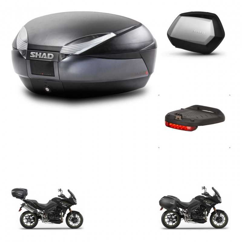 SHAD Side cases + rear trunk + brake light + 3p hardware + mounting hardware SH48 DARK GREY PREMIUM SC SH35 PREMIUM KIT-272527