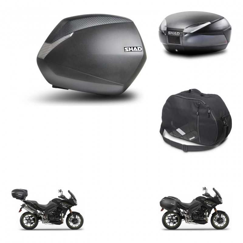 SHAD Baul trasero + maletas laterales bolsa interna herraje 3p montaje SH36 SH 36 SH48 DARK GREY PREMIUM KIT-272530