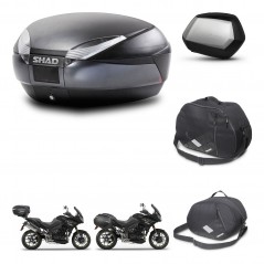 SHAD Maletas laterales + baul trasero accesorios herraje 3p montaje SH48 DARK GREY PREMIUM SC SH35 KIT-272535