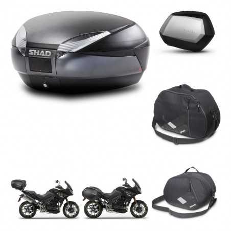SHAD Maletas laterales + baul trasero accesorios herraje 3p montaje SH48 DARK GREY PREMIUM SC SH35 KIT-272535