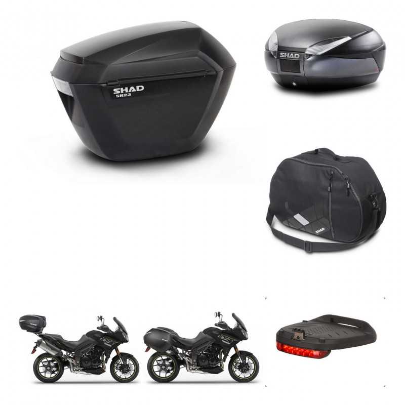 SHAD Baul trasero + maletas laterales accesorios herraje 3p montaje SH23 SH48 DARK GREY PREMIUM KIT-272540