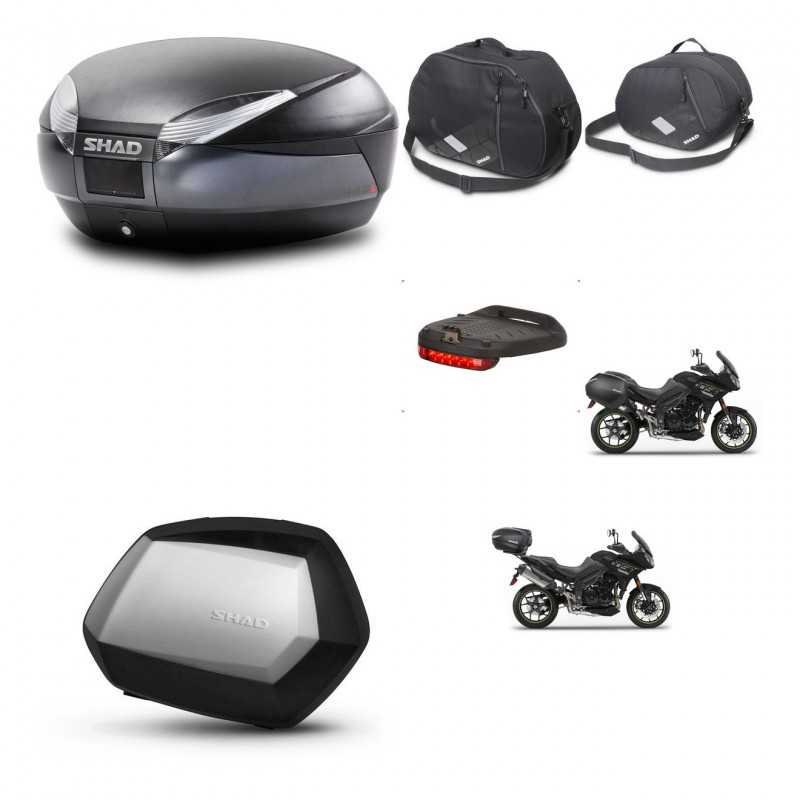 SHAD Maletas laterales + baul trasero accesorios herraje 3p montaje SH48 DARK GREY PREMIUM SC SH35 KIT-272544