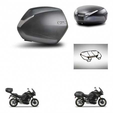 SHAD Baul trasero + maletas laterales parrilla portabultos superior herraje 3p montaje SH36 SH 36 SH48 DARK GREY PREMIUM KIT-272