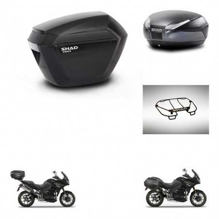 SHAD Baul trasero + maletas laterales parrilla portabultos superior herraje 3p montaje SH23 SH48 DARK GREY PREMIUM KIT-272549