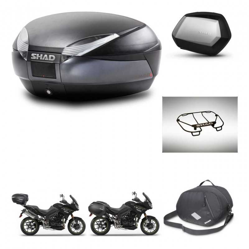 SHAD Maletas laterales + baul trasero accesorios herraje 3p montaje SH48 DARK GREY PREMIUM SC SH35 KIT-272553