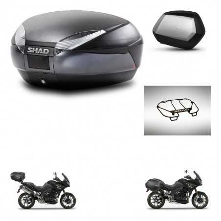 SHAD Side cases + rear trunk + upper rack rack + 3p hardware + mounting hardware SH48 DARK GREY PREMIUM SC SH35 PREMIUM KIT-2725
