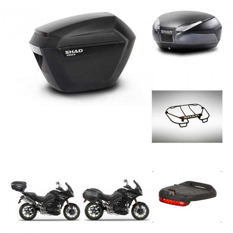 SHAD Baul trasero + maletas laterales accesorios herraje 3p montaje SH23 SH48 DARK GREY PREMIUM KIT-272558