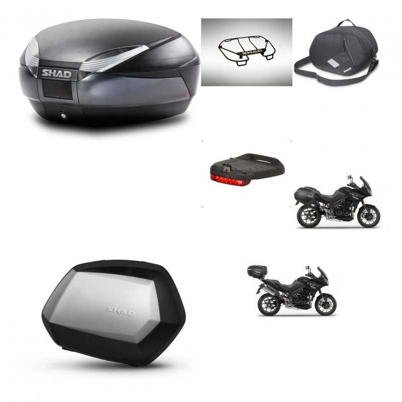 SHAD Maletas laterales + baul trasero accesorios herraje 3p montaje SH48 DARK GREY PREMIUM SC SH35 KIT-272562