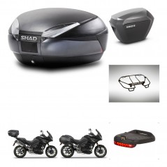 SHAD Side cases + rear trunk + accessories + 3p hardware + mounting hardware SH48 DARK GREY PREMIUM SH23 ALU KIT-272564