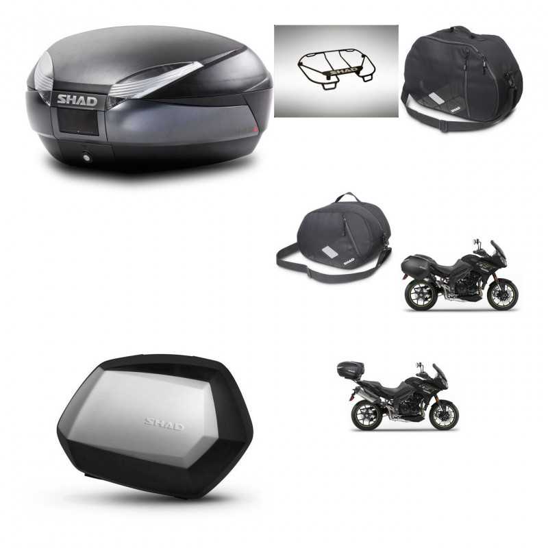 SHAD Maletas laterales + baul trasero accesorios herraje 3p montaje SH48 DARK GREY PREMIUM SC SH35 KIT-272571