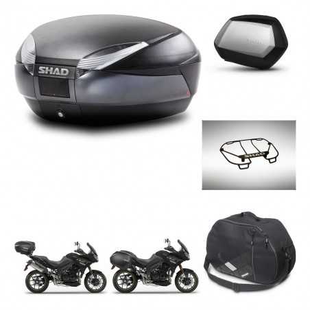 SHAD Maletas laterales + baul trasero accesorios herraje 3p montaje SH48 DARK GREY PREMIUM SC SH35 KIT-272572