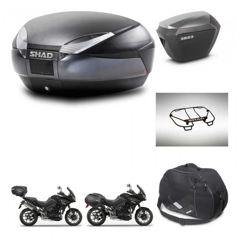 SHAD Side cases + rear trunk + accessories + 3p hardware + mounting hardware SH48 DARK GREY PREMIUM SH23 ALU KIT-272573