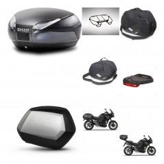 SHAD Maletas laterales + baul trasero accesorios herraje 3p montaje SH48 DARK GREY PREMIUM SC SH35 KIT-272580