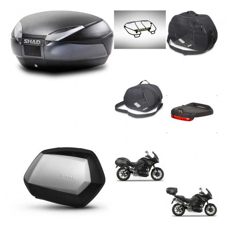 SHAD Maletas laterales + baul trasero accesorios herraje 3p montaje SH48 DARK GREY PREMIUM SC SH35 KIT-272580