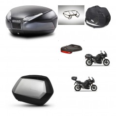 SHAD Maletas laterales + baul trasero accesorios herraje 3p montaje SH48 DARK GREY PREMIUM SC SH35 KIT-272581