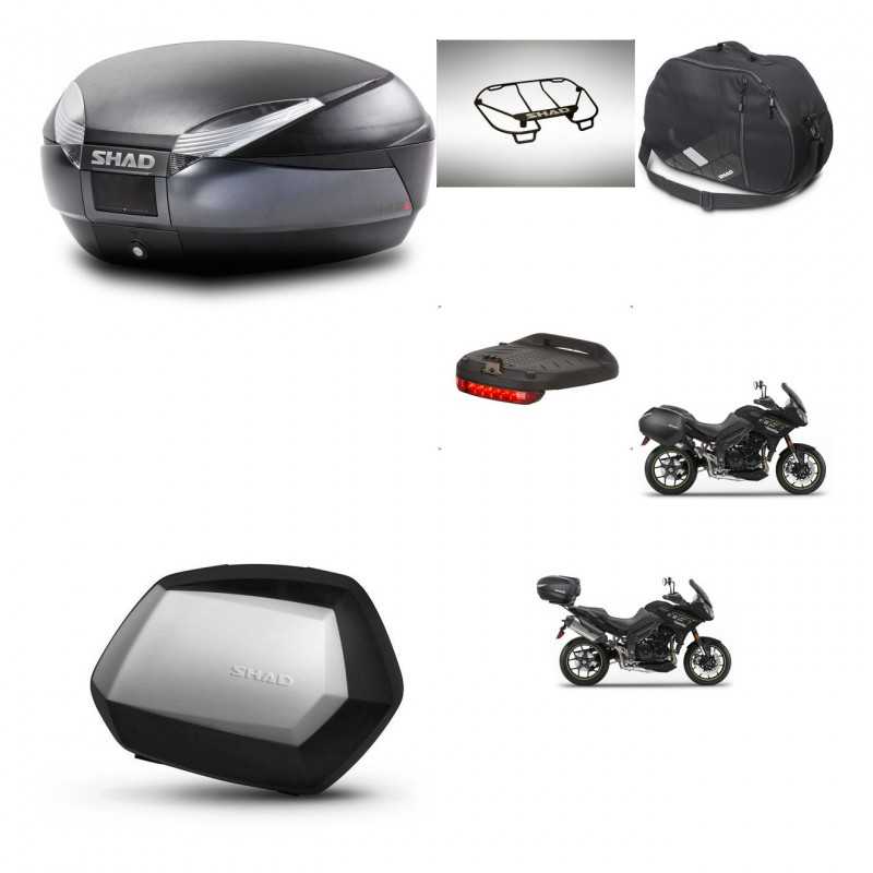 SHAD Maletas laterales + baul trasero accesorios herraje 3p montaje SH48 DARK GREY PREMIUM SC SH35 KIT-272581
