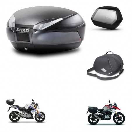 SHAD Maletas laterales + baul trasero bolsa interna herraje 3p montaje SH48 DARK GREY PREMIUM SC SH35 KIT-272661