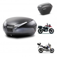 SHAD Maletas laterales + baul trasero herraje 3p montaje SH48 DARK GREY PREMIUM SH23 ALU KIT-272663